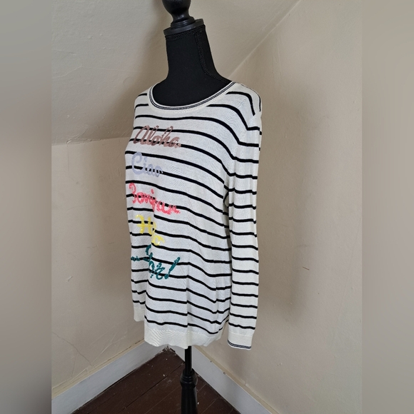 Talbots Sequins “Hello” in Different Languages Stripe Sweater Size X(2X) - Picture 5 of 11